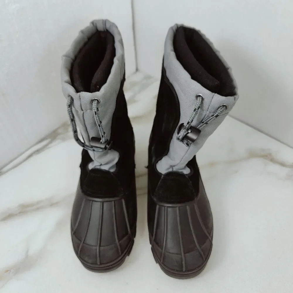 Sporto Toddler Kids Black Suede Rubber Winter Snow Boots, Sz 3